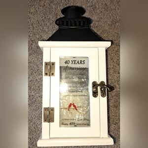 White Decorative Lantern with Red Accents